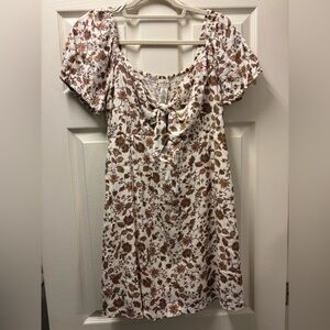 Jessica Simpson Brown and White Floral Mini Dress